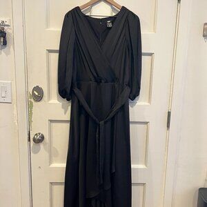 DKNY Formal Black Silk Wrap Dress / Size 16